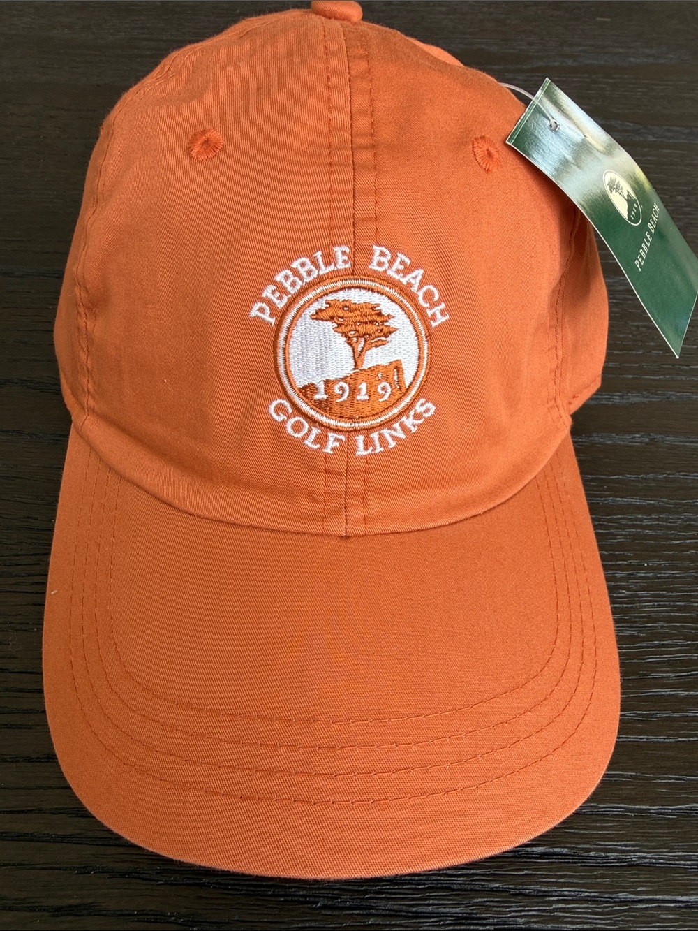 Pebble Beach Orange Golf Cap with White Embroidered Logo